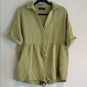 Urban Outfitters Sage Green Button-Up Romper